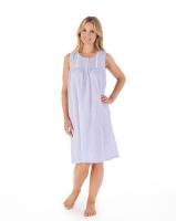 Slenderella ginham short sleeve nightdress blue